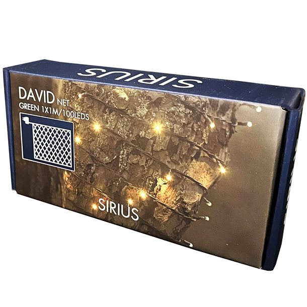Sirius David lyskæde Net med 100 LED\'er på 1 x 1 meter + 5 meter forlængerledning 46630