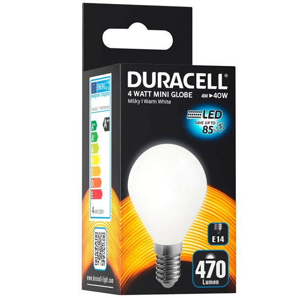 Duracell® - Milky LED krone pære med E14 fatning på 470 lumen - (svarer til 40W) #FM47M2N14C1  