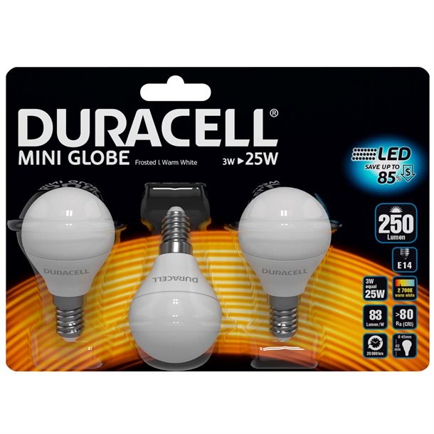Duracell® LED kronepære E14 med 250 lumen