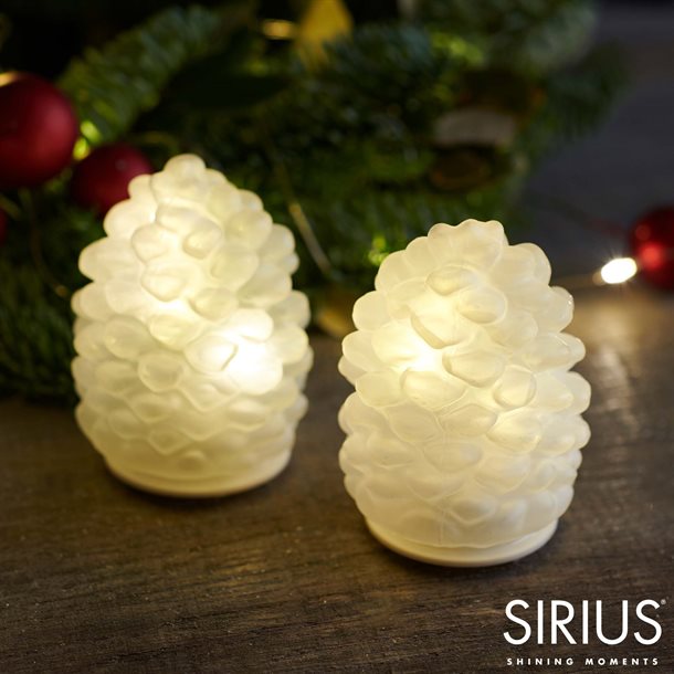 Sirius Carmen Kogler 2 stk. frosted glaskogler med LED-lys
